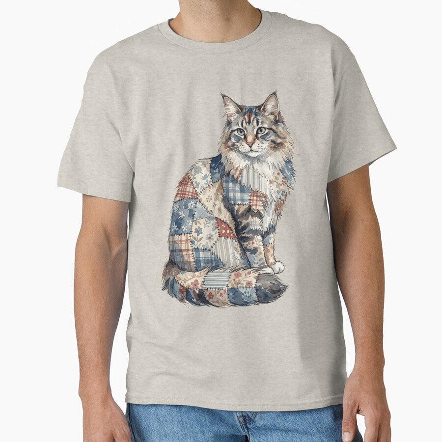 Cute Norwegian Forest Cat Patchwork by bapupa - Adult & Kids T-Shirts, Sweatshirts & Hoodies apparel design preview 1