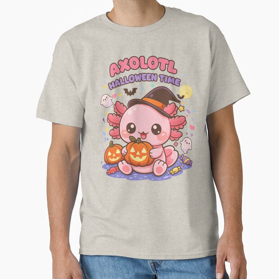 Copy of Cute Axolotl Halloween in Kawaii Funny Music - Adult & Kids T-Shirts, Sweatshirts & Hoodies apparel design preview 1