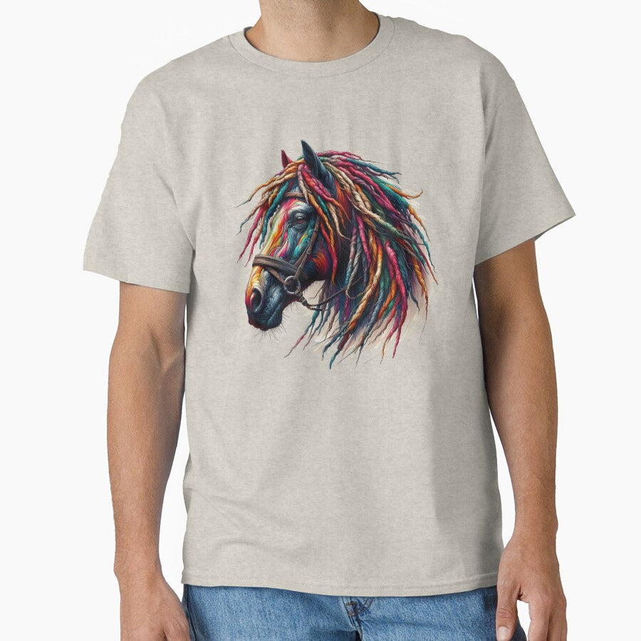 Vibrant Horse with Dreadlocks by gkhanco - Adult & Kids T-Shirts, Sweatshirts & Hoodies apparel design preview 1