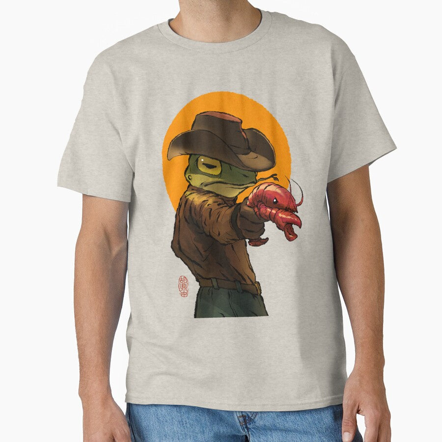 Gunslinger cowboy western frog with pistol shrimp - Adult & Kids T-Shirts, Sweatshirts & Hoodies apparel design preview 1