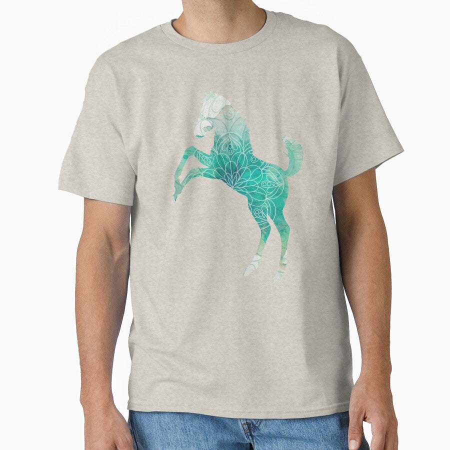 Mustang Horse Mandala Lotus Flower by SoccaTamam - Adult & Kids T-Shirts, Sweatshirts & Hoodies apparel design preview 1