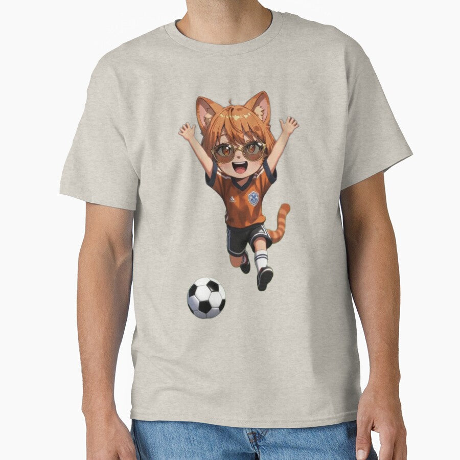 Cute Chibi Fox Soccer Player Celebrating by - Adult & Kids T-Shirts, Sweatshirts & Hoodies apparel design preview 1