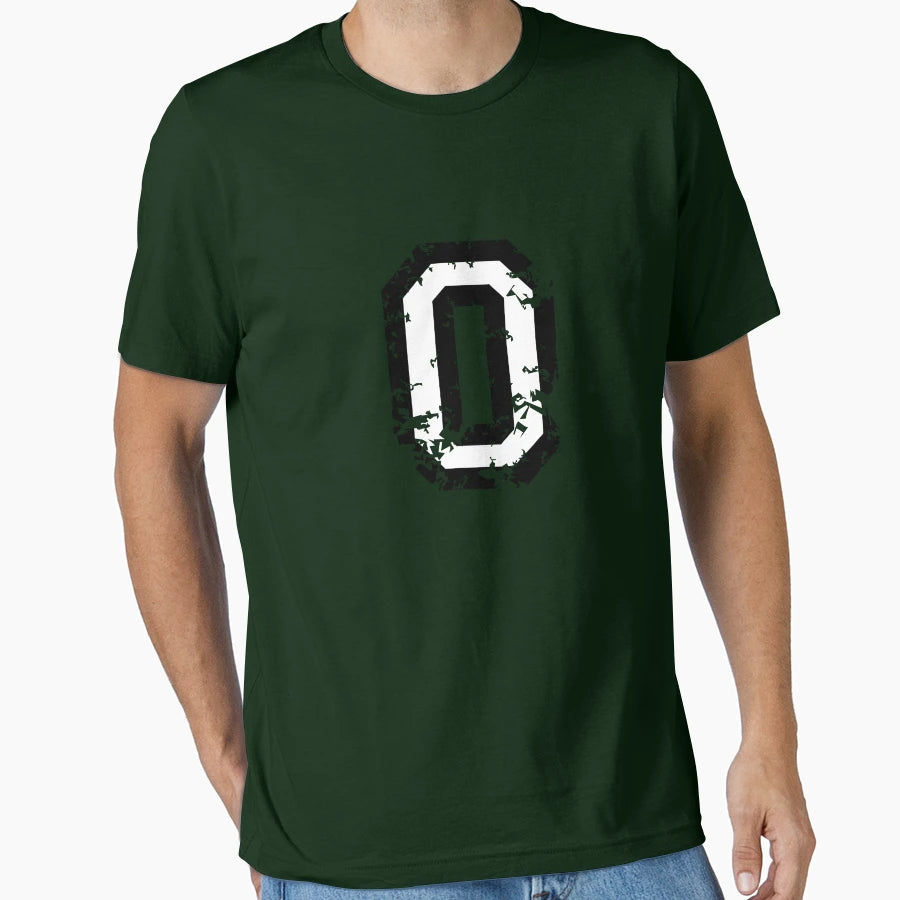 Letter O Distressed Two Color Black White T-Shirt - Novelty Apparel Unisex - T-Shirt, Sweatshirt, Hoodie
