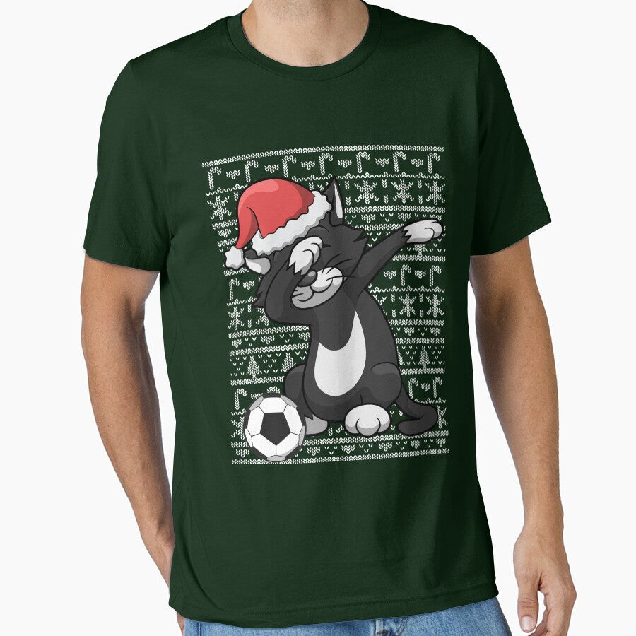 Dabbing Black Cat Soccer Ugly Sweater Christmas by - Adult & Kids T-Shirts, Sweatshirts & Hoodies apparel design preview 1