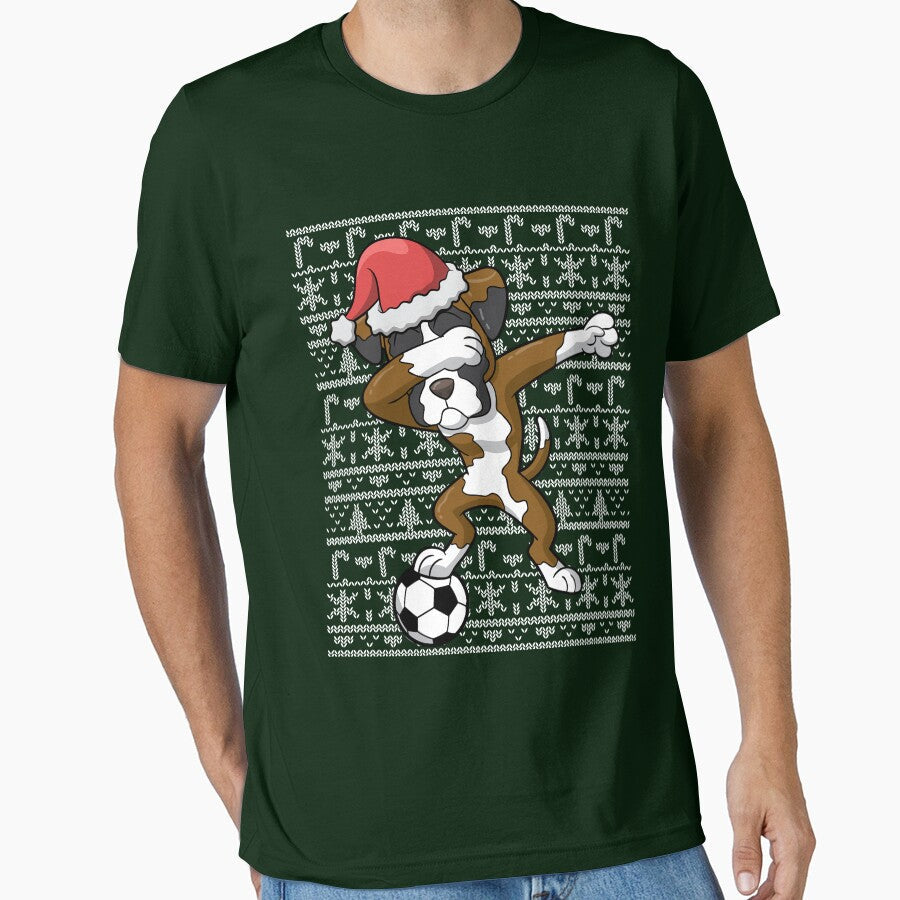 Dabbing Boxer Dog Soccer Football Ugly Christmas by - Adult & Kids T-Shirts, Sweatshirts & Hoodies apparel design preview 1
