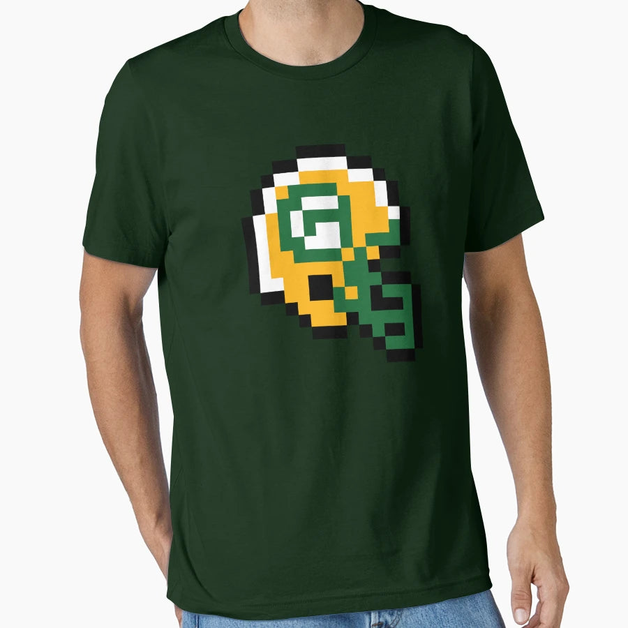 Green Bay Packers 8 Bit Football Helmet T-Shirt - Trendy Graphic Men Women - T-Shirt, Sweatshirt, Hoodie