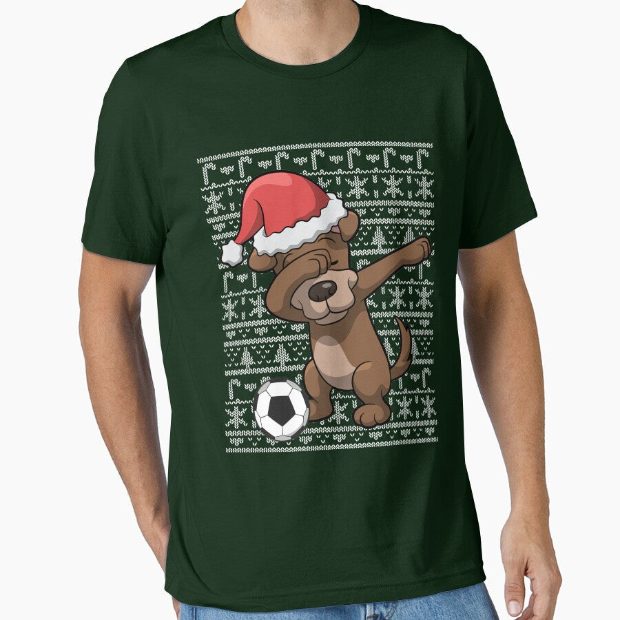 Soccer Dabbing Dog Ugly Christmas Sweater by frittata - Adult & Kids T-Shirts, Sweatshirts & Hoodies apparel design preview 1