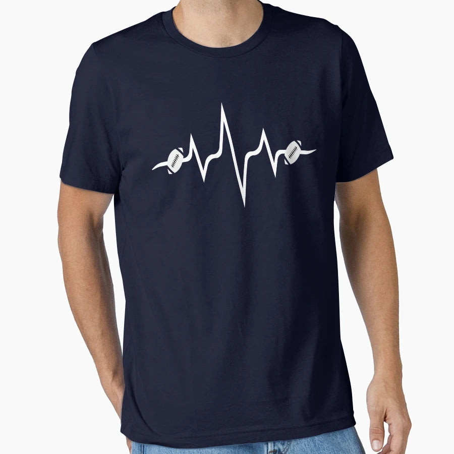 American Football Heartbeat Funny T-Shirt - Aesthetic Graphic Men Women - T-Shirt, Sweatshirt, Hoodie