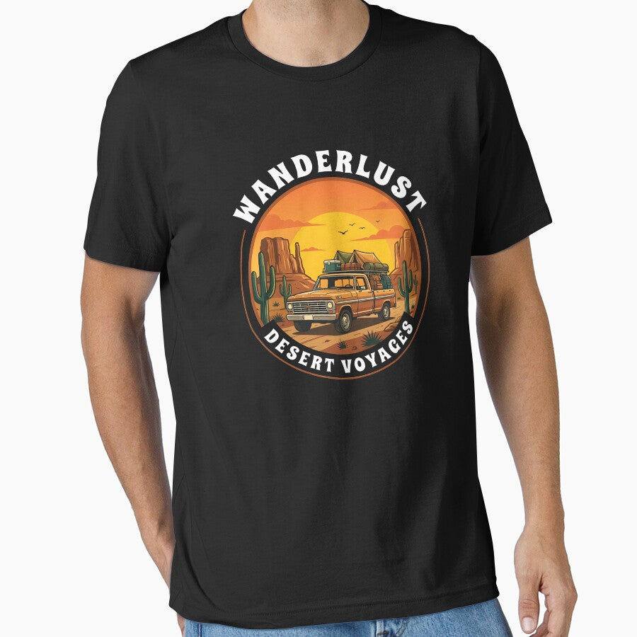 WANDERLUST DESERT VOYAGES Explore Adventure Quote for - Adult & Kids T-Shirts, Sweatshirts & Hoodies apparel design preview 1