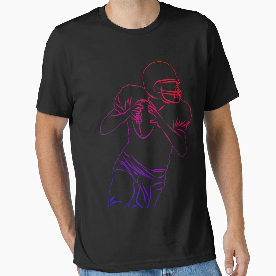 Red Purple Football Player Hold T-Shirt - Custom Art Print for Adults - T-Shirt, Sweatshirt, Hoodie