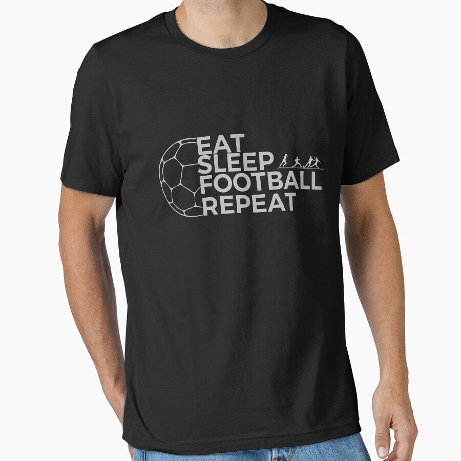 Eat Sleep Football Repeat by Redshopforu - Adult & Kids T-Shirts, Sweatshirts & Hoodies apparel design preview 1