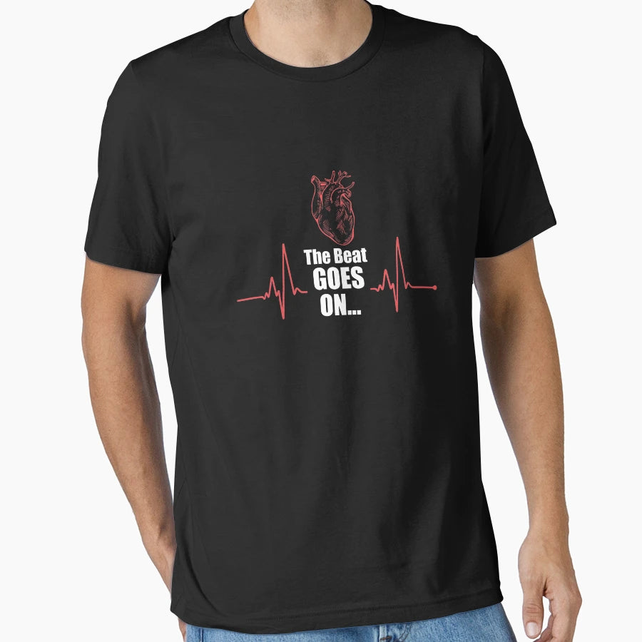 Beat Goes Heart Attack Survivor T-Shirt - Custom Art Print Men Women - T-Shirt, Sweatshirt, Hoodie