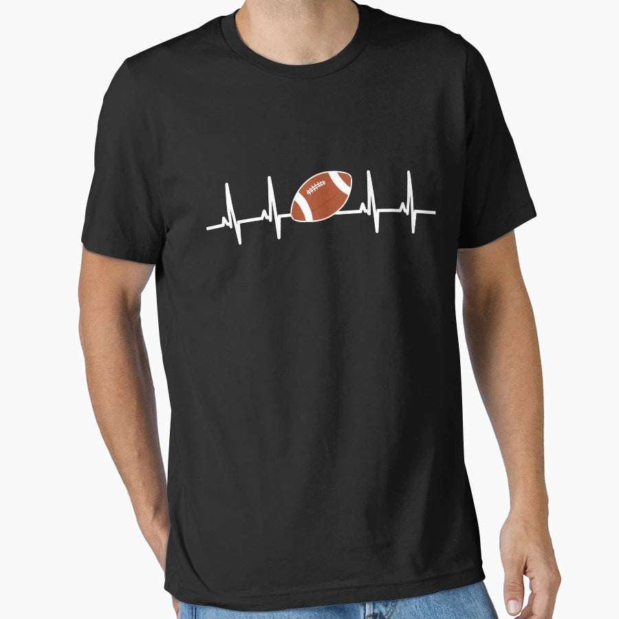 Football Picture Ecg Heartbeat Heart Rate T-Shirt - Graphic Print Unisex - T-Shirt, Sweatshirt, Hoodie