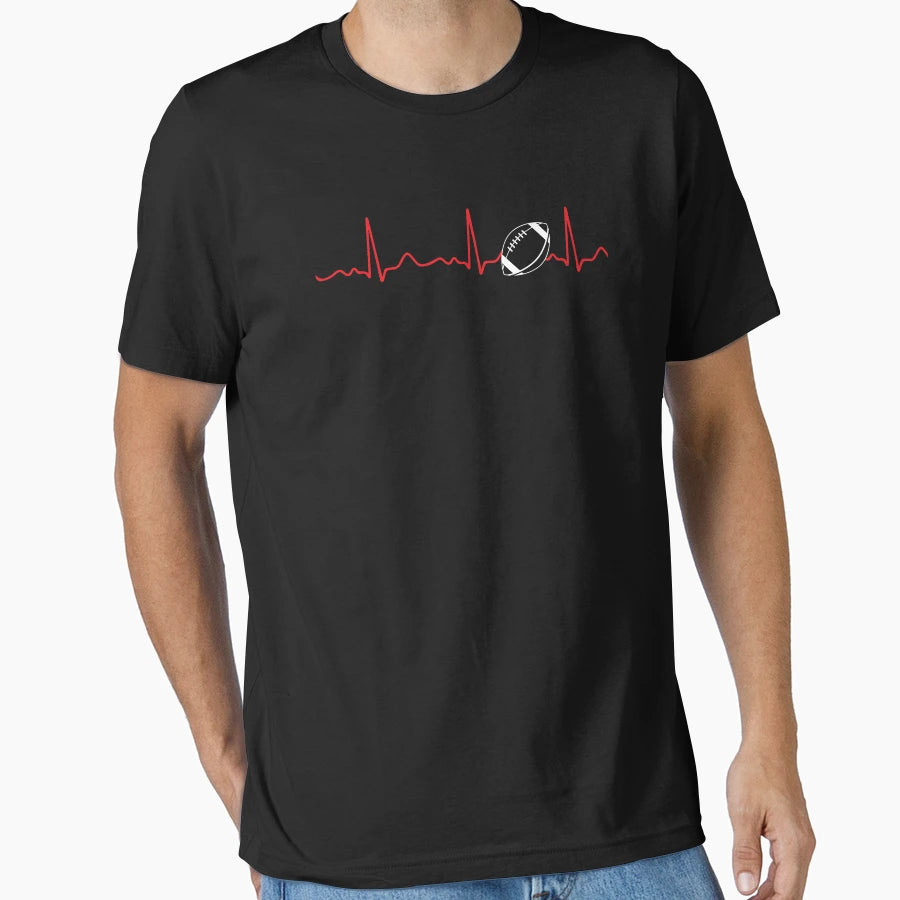 American Football Heart Line T-Shirt - Fun Novelty Design for Adults - T-Shirt, Sweatshirt, Hoodie