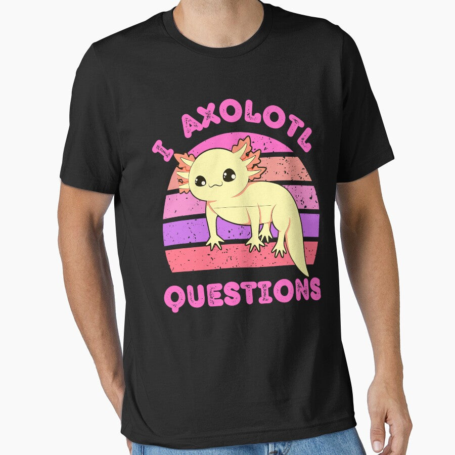 I Axolotl Quetions vintage sunset by dylan150488 - Adult & Kids T-Shirts, Sweatshirts & Hoodies apparel design preview 1