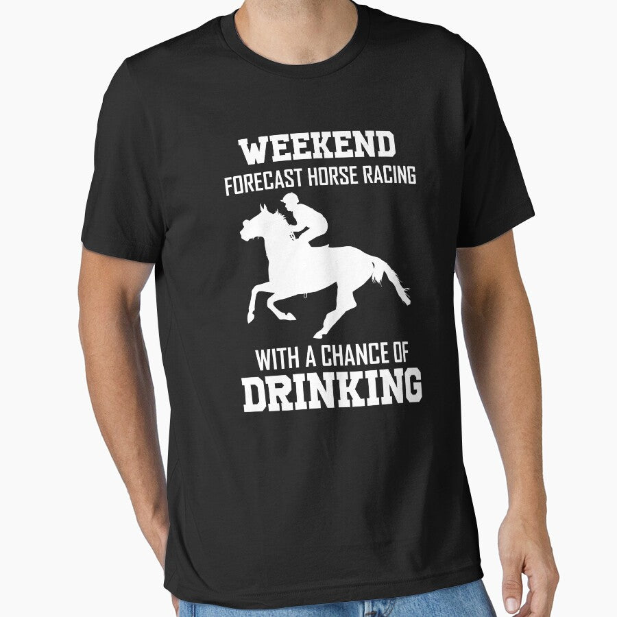 Weekend Forecast Horse Racing With A Chance of - Adult & Kids T-Shirts, Sweatshirts & Hoodies apparel design preview 1