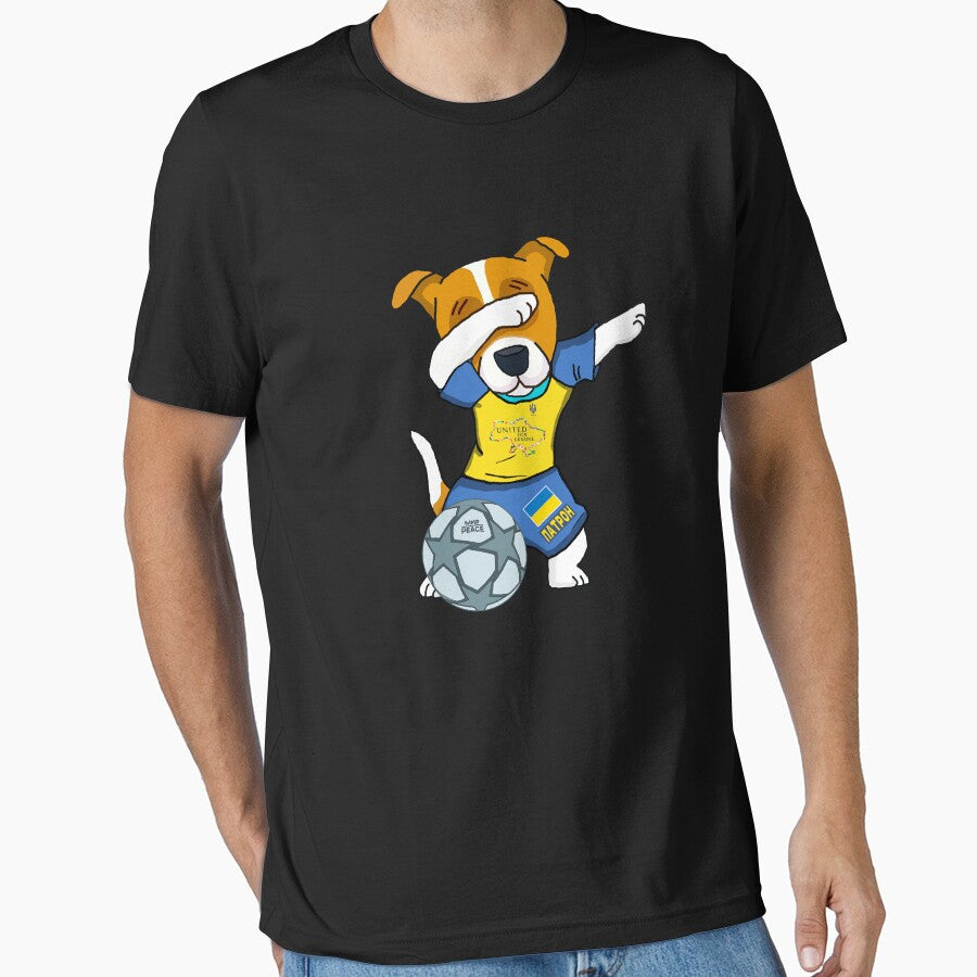 Dabbing Ukrainian Dog Patron Football Soccer Ukraine - Adult & Kids T-Shirts, Sweatshirts & Hoodies apparel design preview 1