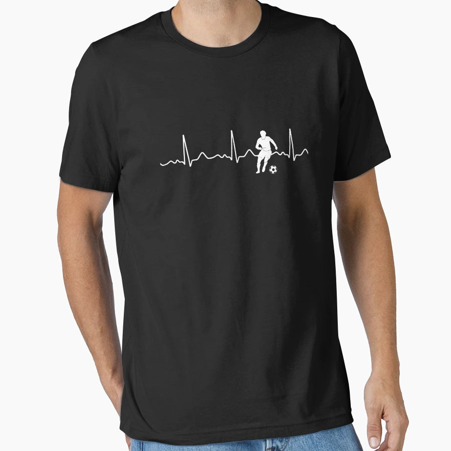 Football Soccer Heart Line Heartbeat Pulse T-Shirt - Unique Graphic Unisex - T-Shirt, Sweatshirt, Hoodie