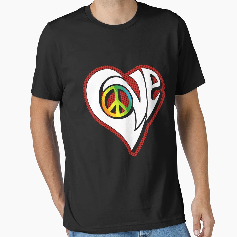 Love And Peace Heart T-Shirt - Casual Everyday Wear Men Women - T-Shirt, Sweatshirt, Hoodie