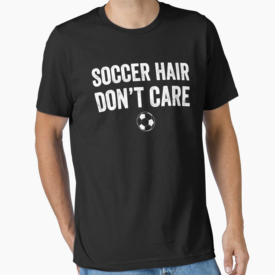 Soccer Hair Don't Care lover by Captain Mood - Adult & Kids T-Shirts, Sweatshirts & Hoodies apparel design preview 1