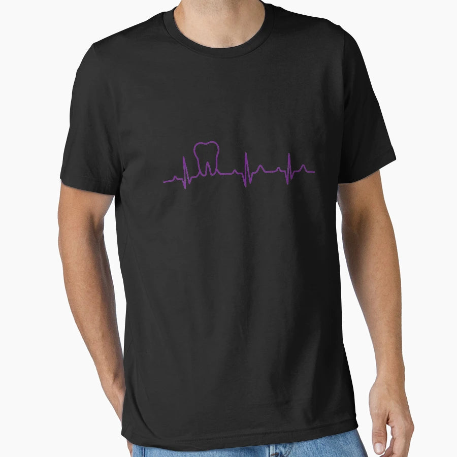 Dentist Tooth Heart Beat Purple T-Shirt - Custom Art Print for Adults - T-Shirt, Sweatshirt, Hoodie