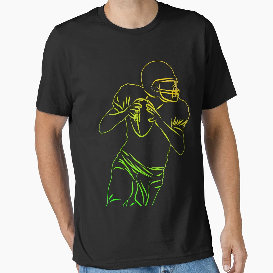 Yellow Green Football Player Hold T-Shirt - Fun Novelty Design for Adults - T-Shirt, Sweatshirt, Hoodie