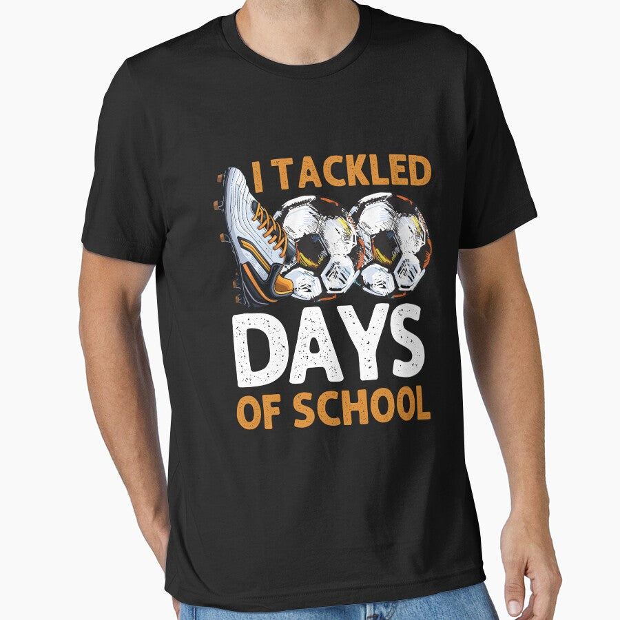 I Tackled 100 days of School Funny football lover - Adult & Kids T-Shirts, Sweatshirts & Hoodies apparel design preview 1