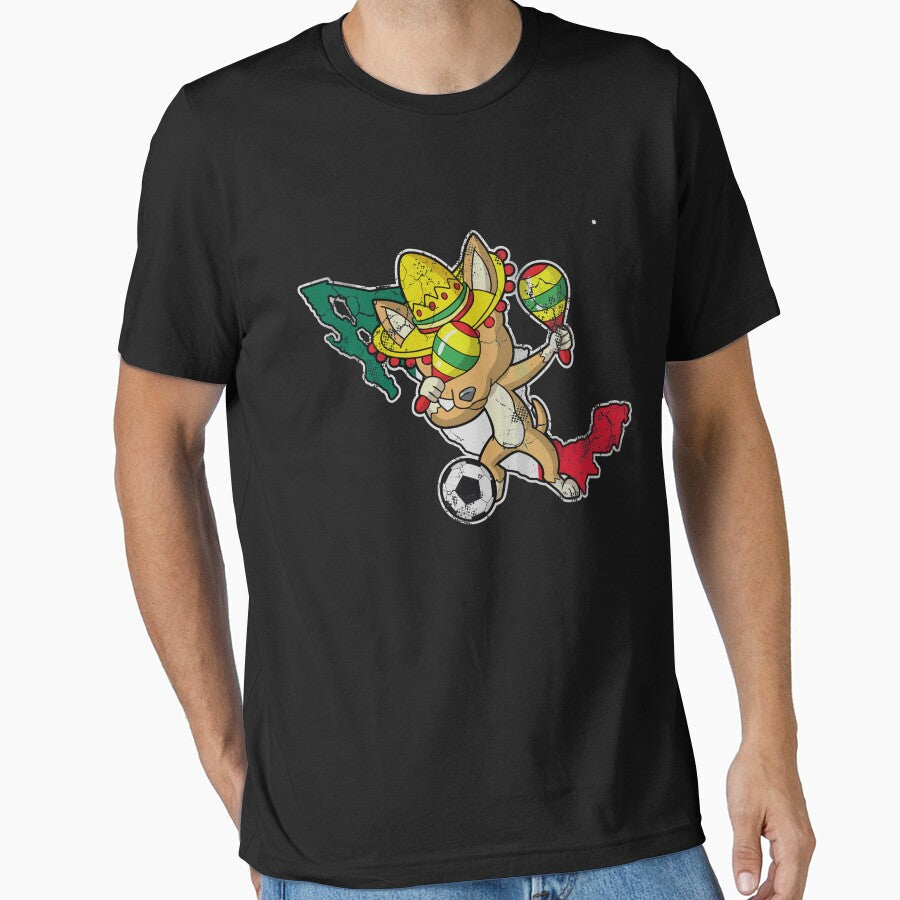 Dabbing Soccer Chihuahua Mexico Flag by frittata - Adult & Kids T-Shirts, Sweatshirts & Hoodies apparel design preview 1