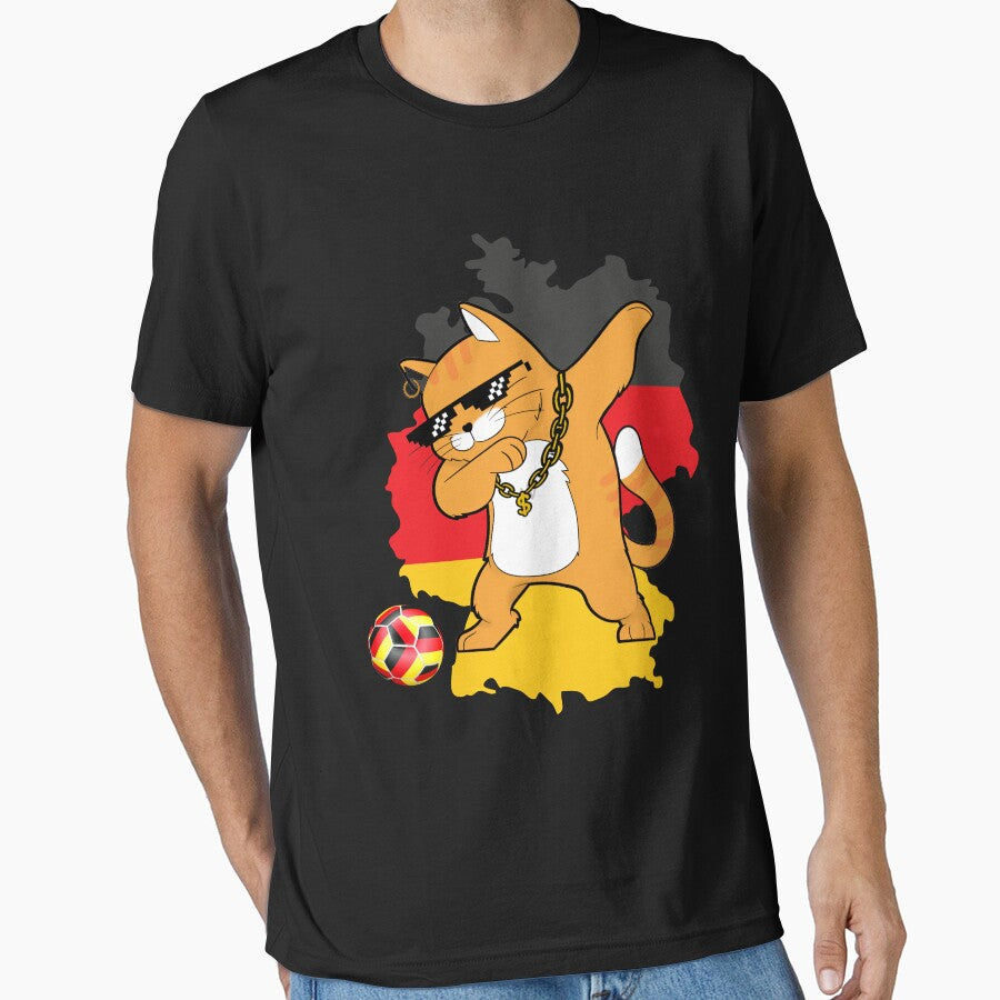 Cool Dabbing Cat German Soccer by Georgy09 - Adult & Kids T-Shirts, Sweatshirts & Hoodies apparel design preview 1