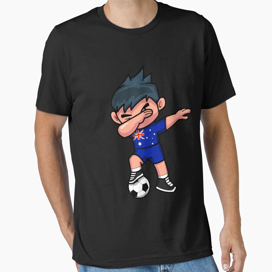 Soccer Boy Dabbing Australia by melsens - Adult & Kids T-Shirts, Sweatshirts & Hoodies apparel design preview 1