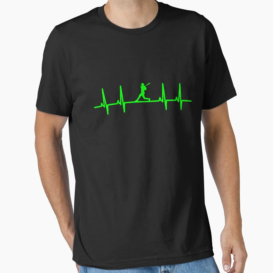 Baseball Picture Ecg Curve Heartbeat T-Shirt - Minimalist Print for Adults - T-Shirt, Sweatshirt, Hoodie