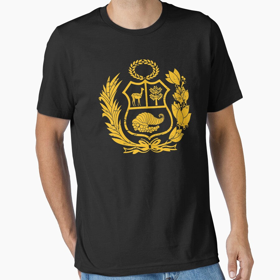 Peru Peruvian Coat of Arms Gold by HallelujahTees - Adult & Kids T-Shirts, Sweatshirts & Hoodies apparel design preview 1
