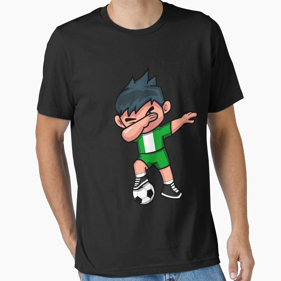 Soccer Boy Dabbing Nigeria by melsens - Adult & Kids T-Shirts, Sweatshirts & Hoodies apparel design preview 1