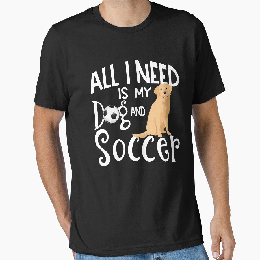 Golden Retriever Dog And Soccer by tncgifts - Adult & Kids T-Shirts, Sweatshirts & Hoodies apparel design preview 1