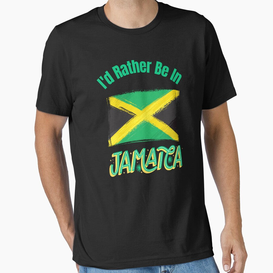 I'd Rather Be In Jamaica Design by RektRepublic - Adult & Kids T-Shirts, Sweatshirts & Hoodies apparel design preview 1