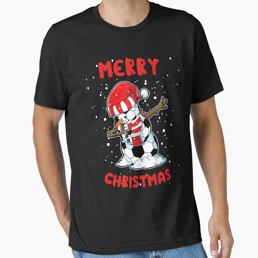 Merry Christmas Dapping Soocerball Snowman by - Adult & Kids T-Shirts, Sweatshirts & Hoodies apparel design preview 1