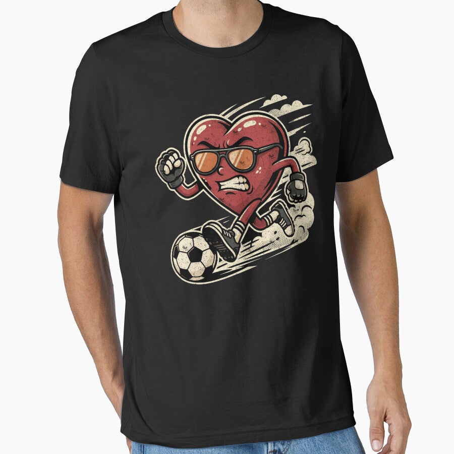 Soccer Heart Valentine Running Ball by FreshVibe - Adult & Kids T-Shirts, Sweatshirts & Hoodies apparel design preview 1