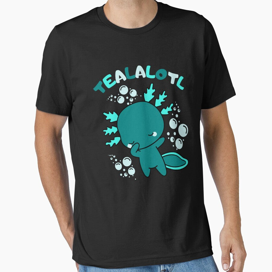 Cute cartoon baby teal Axolotl wordplay by ColorAlotl - Adult & Kids T-Shirts, Sweatshirts & Hoodies apparel design preview 1