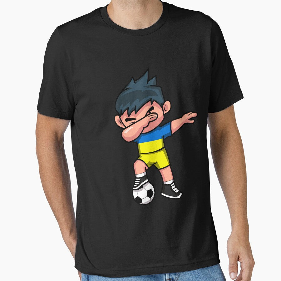 Soccer Boy Dabbing Ukraine by melsens - Adult & Kids T-Shirts, Sweatshirts & Hoodies apparel design preview 1
