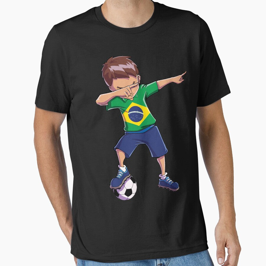 Dabbing Soccer for Boys Brazil Brazilian Football by - Adult & Kids T-Shirts, Sweatshirts & Hoodies apparel design preview 1