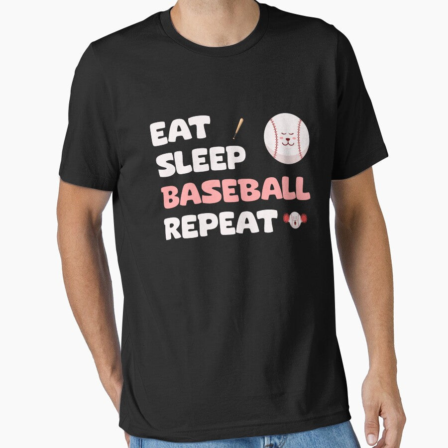 Eat sleep baseball repeat by Jalin - Adult & Kids T-Shirts, Sweatshirts & Hoodies apparel design preview 1