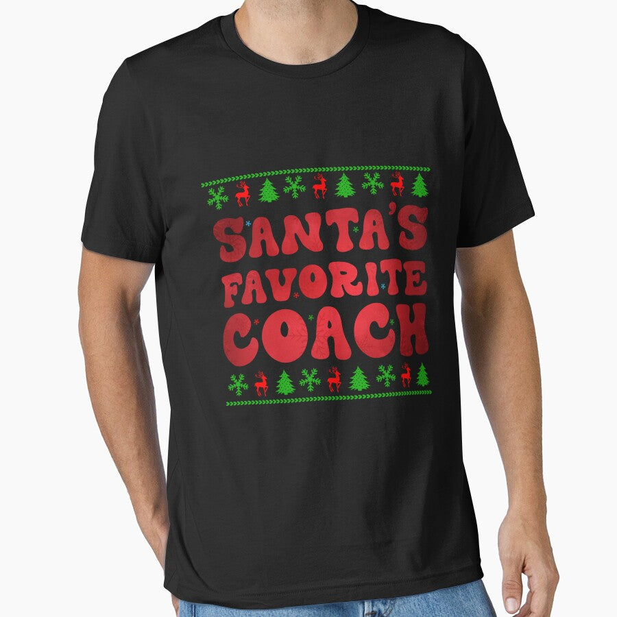 Santa's Favorite Coach Christmas Football baseball - Adult & Kids T-Shirts, Sweatshirts & Hoodies apparel design preview 1
