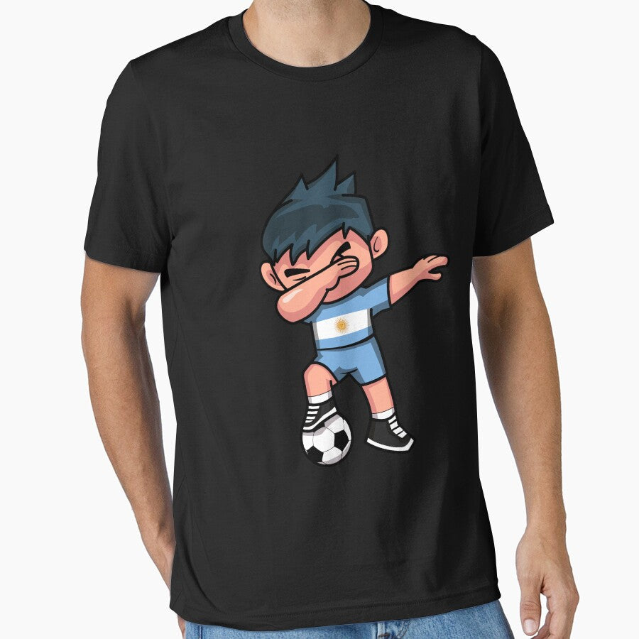Soccer Boy Dabbing Argentina by melsens - Adult & Kids T-Shirts, Sweatshirts & Hoodies apparel design preview 1