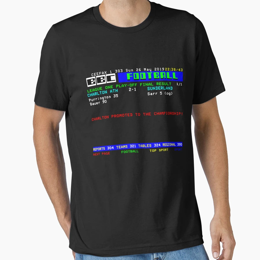 Charlton Play Off Final 2019 Ceefax T-Shirt - Streetwear Style for Adults - T-Shirt, Sweatshirt, Hoodie