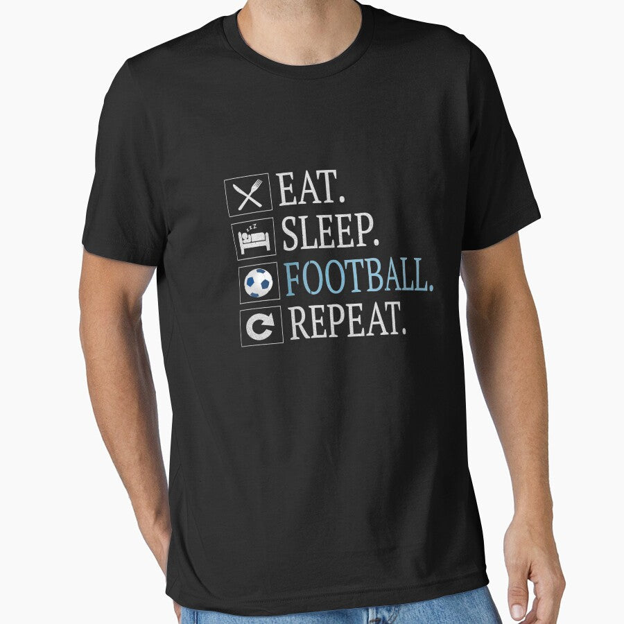 Eat Sleep Football Repeat Gift Funny Gifts Soccer - Adult & Kids T-Shirts, Sweatshirts & Hoodies apparel design preview 1