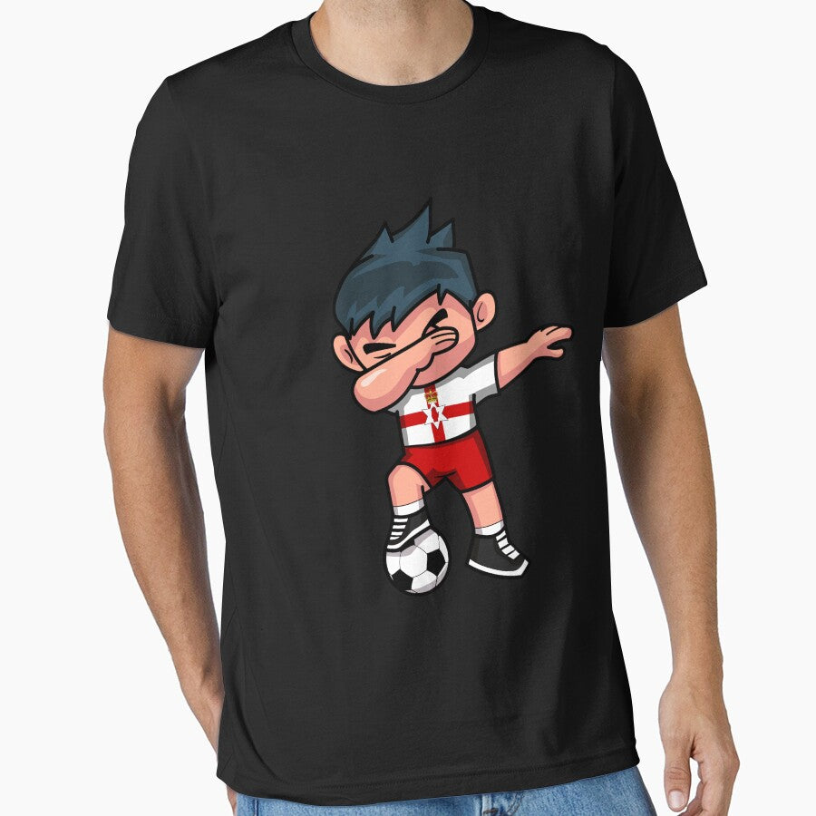 Soccer Boy Dabbing Northern Ireland by melsens - Adult & Kids T-Shirts, Sweatshirts & Hoodies apparel design preview 1