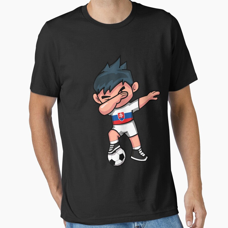 Soccer Boy Dabbing Slovakia by melsens - Adult & Kids T-Shirts, Sweatshirts & Hoodies apparel design preview 1