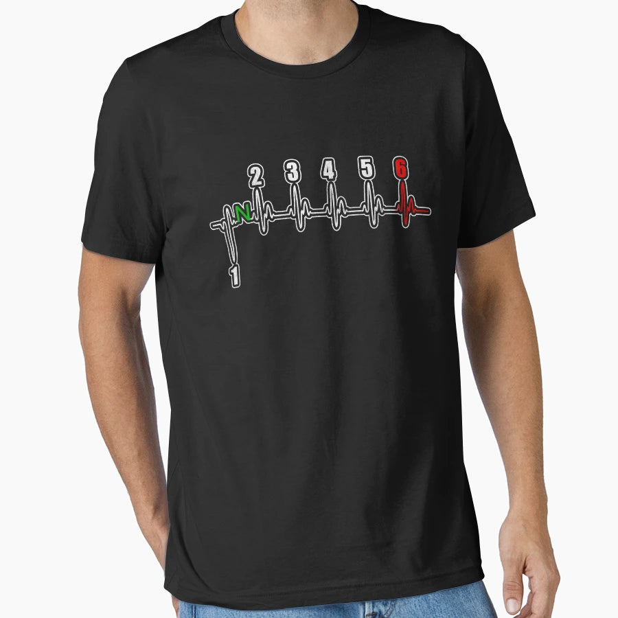 Motorcycle Heartbeat 1N23456 Ws T-Shirt - Casual Everyday Wear Men Women - T-Shirt, Sweatshirt, Hoodie