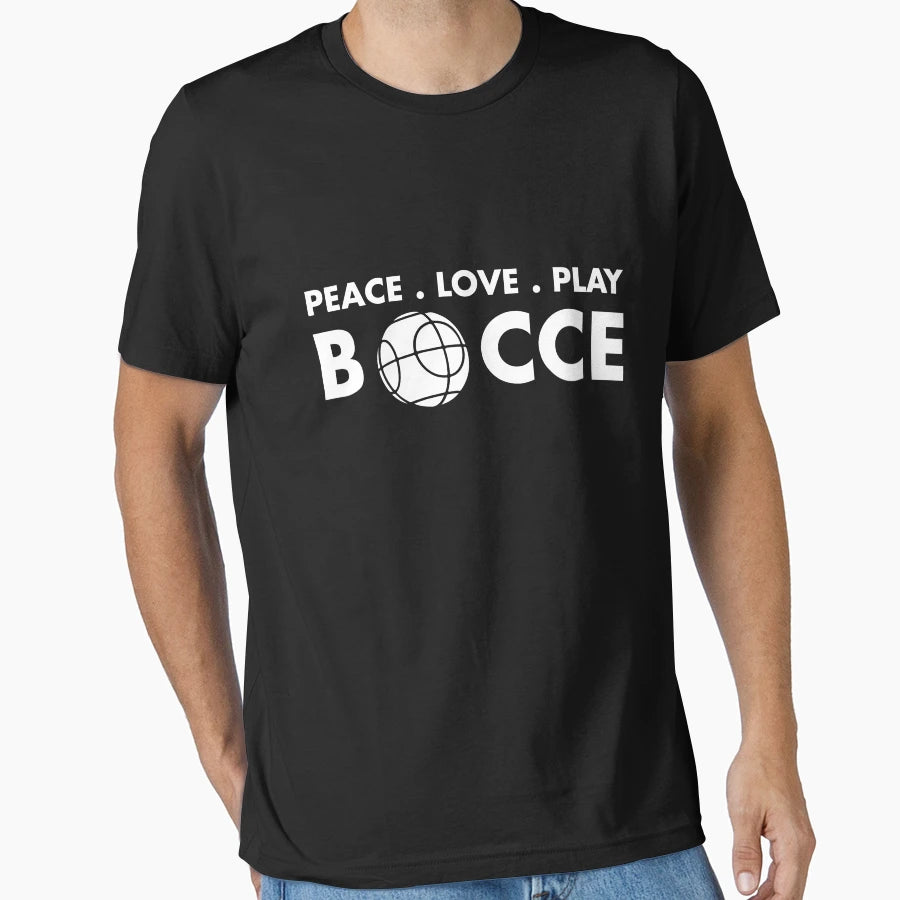 Peace Love Play Bocce T-Shirt - Minimalist Print for Adults - T-Shirt, Sweatshirt, Hoodie