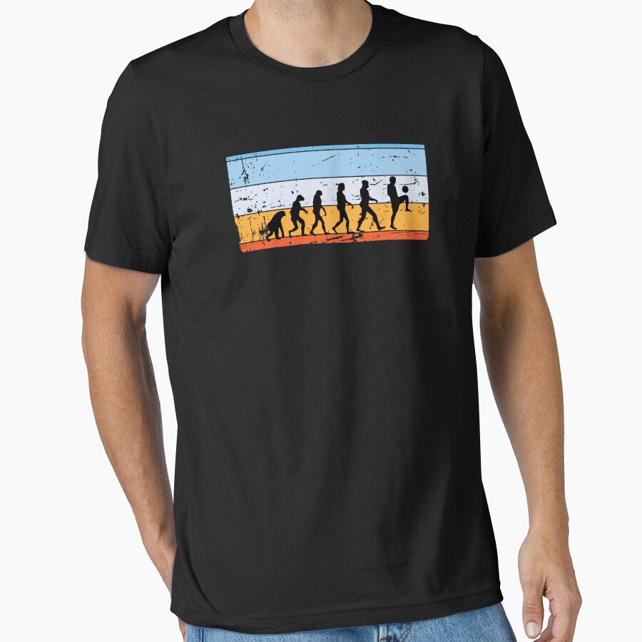 Soccer evolution vintage summer retro by Panda Art - Adult & Kids T-Shirts, Sweatshirts & Hoodies apparel design preview 1